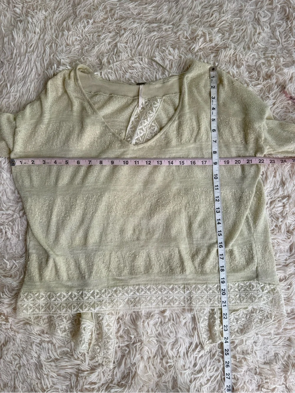 Free People Linen Blend Lace Back Sweater Cream Open Back Top S Boho